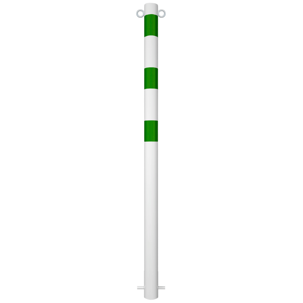 Beschermpaal Ø76 mm | Wit - groen | Voor betonverankering of op voetplaat