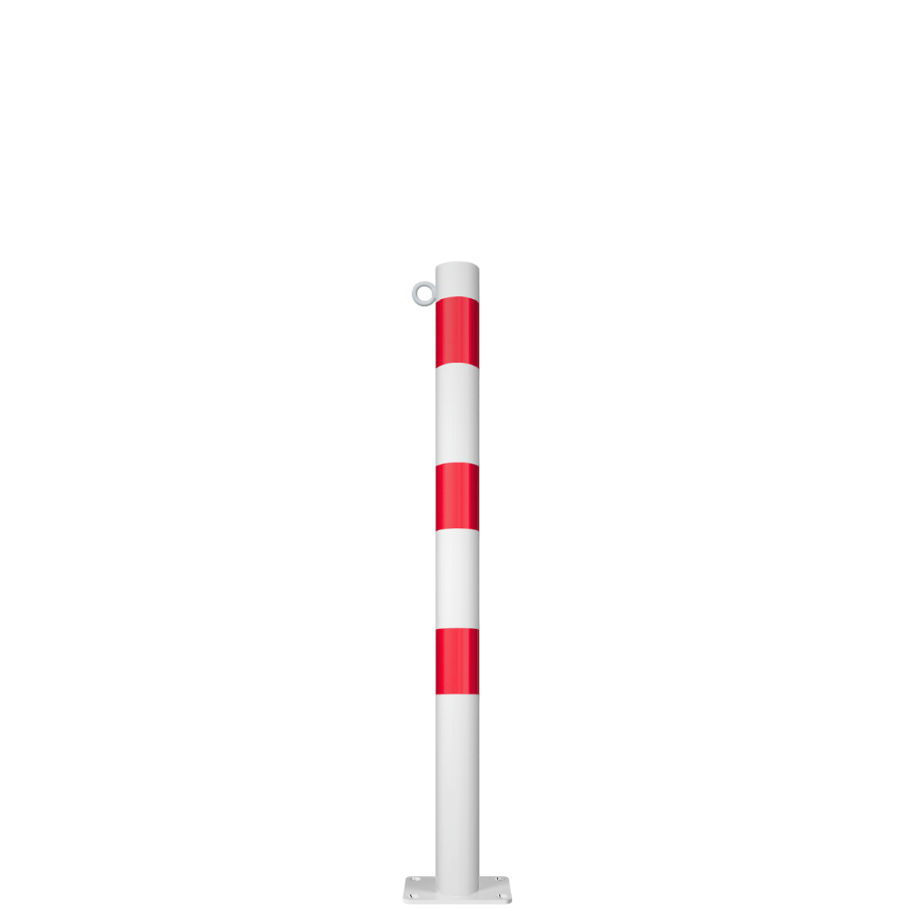 Beschermpaal Ø76 mm | Wit-rood | Voor betonverankering of op voetplaat