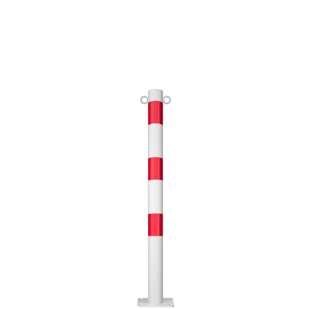 Beschermpaal Ø76 mm | Wit-rood | Voor betonverankering of op voetplaat