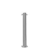 RVS beschermpaal Ø102 mm met voetplaat en twee kettingogen.