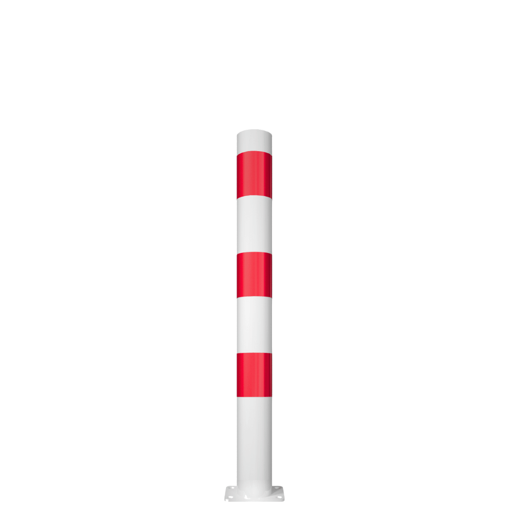Beschermpaal Ø89 mm | Wit-rood | Voor betonverankering of op voetplaat