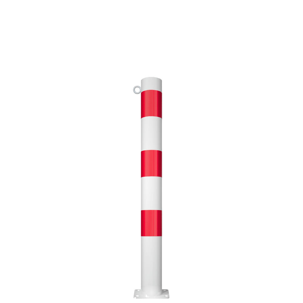 Beschermpaal Ø89 mm | Wit-rood | Voor betonverankering of op voetplaat
