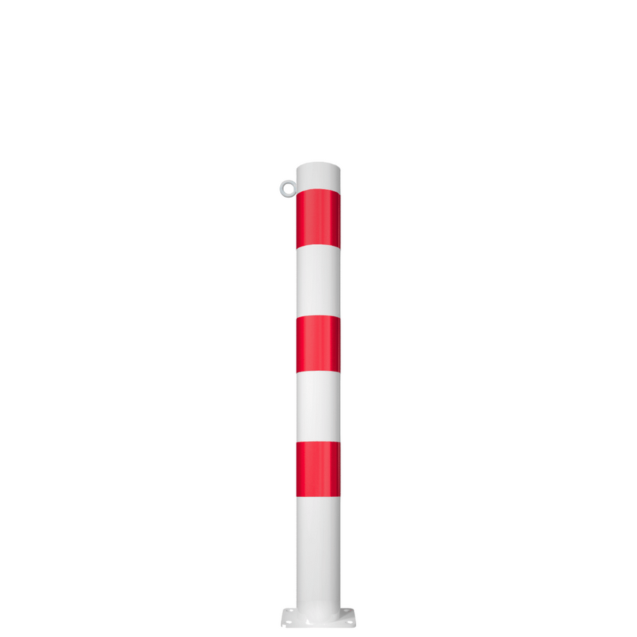 Beschermpaal Ø89 mm | Wit-rood | Voor betonverankering of op voetplaat