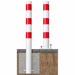 Beschermpaal Ø102 mm in wit-rood voor verankering in beton of met voetplaat