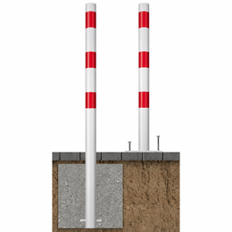 Beschermpaal Ø60 mm in wit-rood voor verankering in beton of met voetplaat