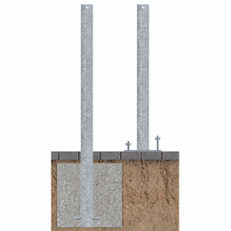 Beschermpaal 70x70 mm in verzinkt staal voor verankering in beton of met voetplaat