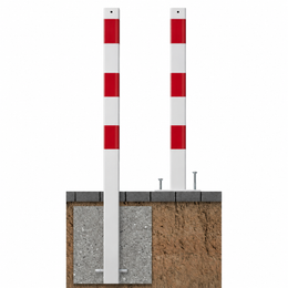 Beschermpaal 70x70 mm in wit-rood voor verankering in beton of met voetplaat