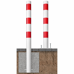 Beschermpaal Ø89 mm in wit-rood voor verankering in beton of met voetplaat