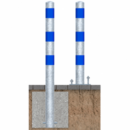 Beschermpaal Ø102 mm verzinkt-blauw voor verankering in beton of met voetplaat