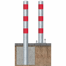 Beschermpaal Ø102 mm verzinkt-rood voor verankering in beton of met voetplaat