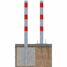 Beschermpaal Ø60 mm verzinkt-rood voor verankering in beton of met voetplaat