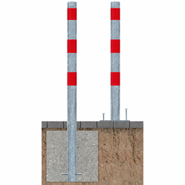 Beschermpaal Ø76 mm verzinkt-rood voor verankering in beton of met voetplaat