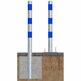 Beschermpaal Ø76 mm verzinkt blauw voor verankering in beton of met voetplaat