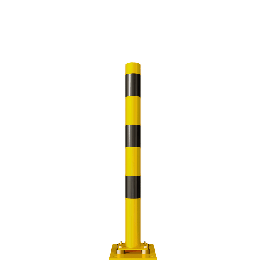 Beschermpaal Ø76-152 mm | Geel-zwart | Op flexibele voetplaat