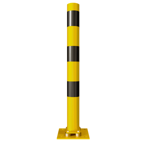 Beschermpaal Ø76-152 mm | Geel-zwart | Op flexibele voetplaat-Beschermdirect