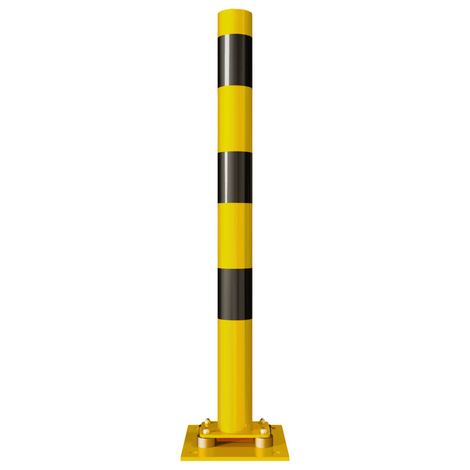 Beschermpaal Ø76-152 mm | Geel-zwart | Op flexibele voetplaat-Beschermdirect