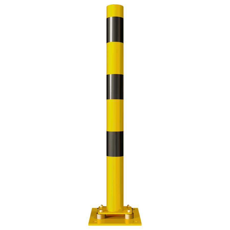 Beschermpaal Ø76-152 mm | Geel-zwart | Op flexibele voetplaat