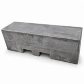 Antraciet betonnen afzetblok met lepelgaten, 820 kg, rechthoekig en robuust.