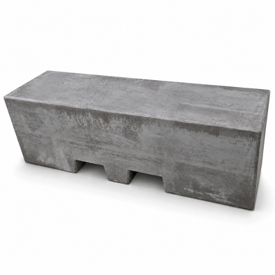 Antraciet betonnen afzetblok met lepelgaten, 820 kg, rechthoekig en robuust.