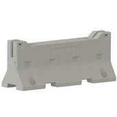 Grijze betonnen barrier, L2200 x B680 x H905 mm, voor verkeersbeveiliging.