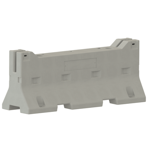 Grijze betonnen barrier, L2200 x B680 x H905 mm, voor verkeersbeveiliging.