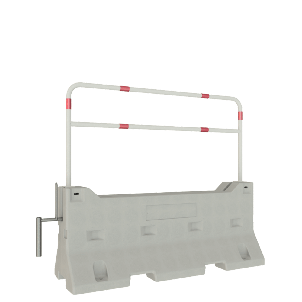 Betonnen jersey barrier | 1508 kg | Met beschermbeugel wit-rood