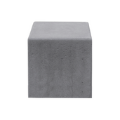 Antraciet betonnen poef, kubusvormig met licht afgeronde hoeken, 600x600x600 mm.