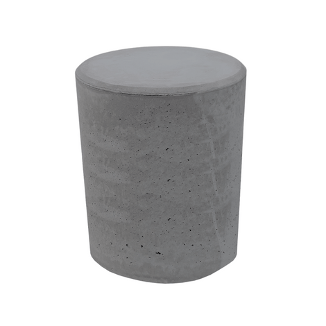 Antraciet betonnen poef, cilindervormig, Ø500x600 mm, met een gladde zitting en ruwe zijkanten.