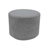Antraciet betonnen poef, Ø650x500 mm, met strakke cilindervorm en gladde afwerking.