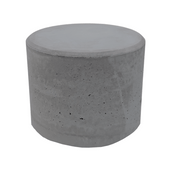 Antraciet betonnen poef, Ø700x600 mm, met strakke cilindervorm en gladde afwerking.