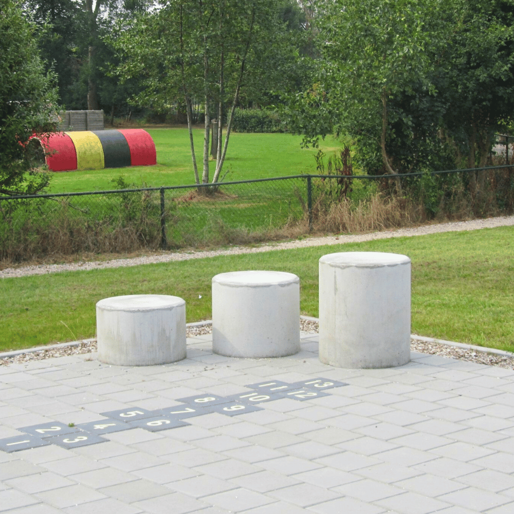 Betonnen poef grijs beton | 550 kg | Ø700x600 mm