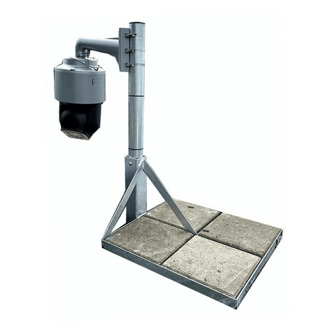 Verzinkt stalen dakmast met tegelvoet en grijze camera-behuizing, 100-250 cm hoog.