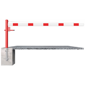 Rood-witte slagboom, 150-350 cm, voor betonverankering met slotopties.