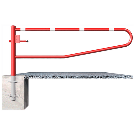 Rood-witte draaiboom, 150-350 cm, voor betonverankering.