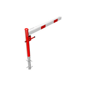 Rood-witte draaiboom van 1500 mm met driekantslot voor betonverankering.