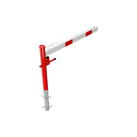 Rood-witte draaiboom van 1500 mm met driekantslot voor betonverankering.