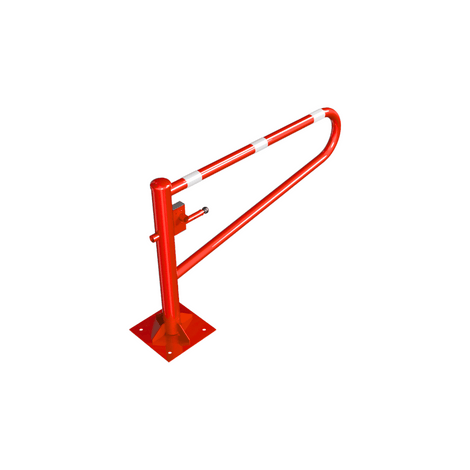 Rood-witte draaiboom op voetplaat, 150-350 cm, met driekantslot.
