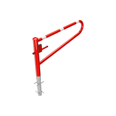 Rood-witte draaiboom van 1500 mm met driekantslot, voor betonverankering.