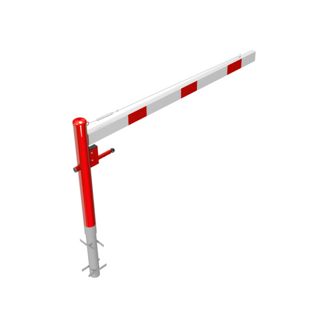 Rood-witte draaiboom van 2000 mm met driekantslot voor betonverankering.