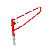 Rood-witte draaiboom van 2000 mm met driekantslot, voor betonverankering.