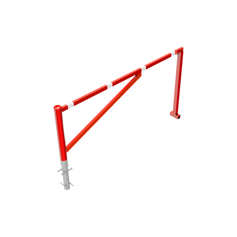 Rode draaiboom 2500 mm met witte reflecterende strepen, voor betonverankering.