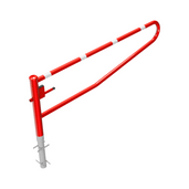 Rood-witte draaiboom van 2500 mm met driekantslot, voor betonverankering.