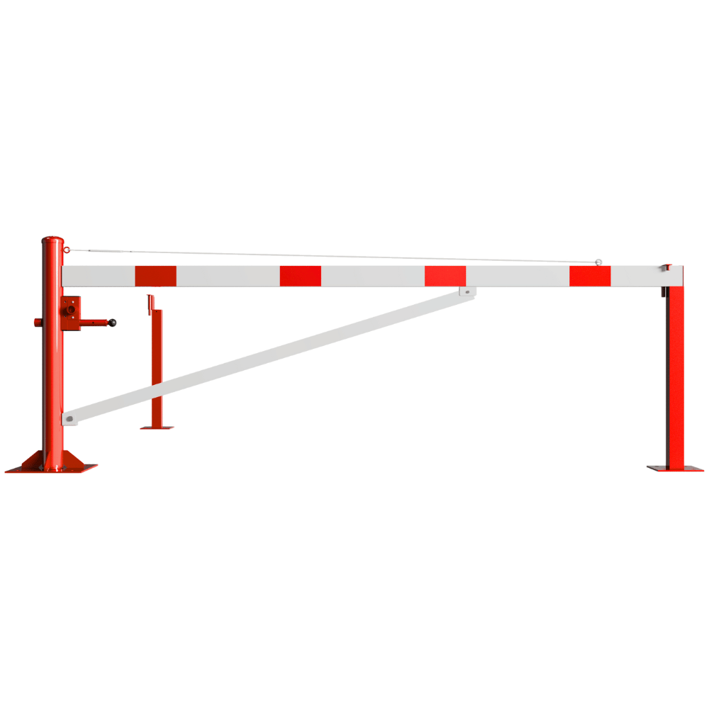 Draaiboom met voetplaat, 2 vangpalen en driekant- of cilinderslot 300-600 cm