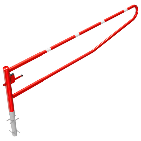 Rood-witte draaiboom van 350 cm voor betonverankering, met driekantslot.