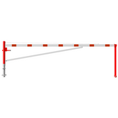 Rood-witte draaiboom, 5000 mm, voor betonverankering met 2 vangpalen, driekantslot.