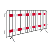 Gegalvaniseerd dranghek met 18 spijlen en rode reflecterende strepen, 248 x 110 cm.