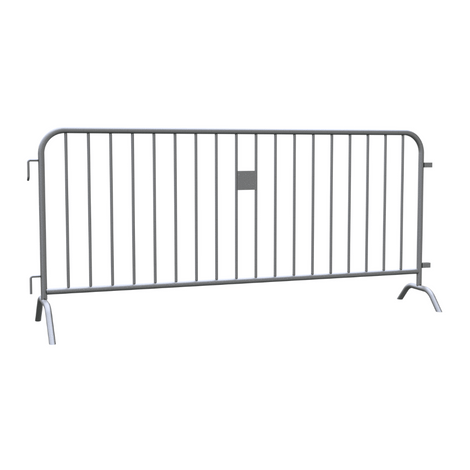 Gegalvaniseerd dranghek met 18 spijlen, 250 x 110 cm, inclusief koppeling, op witte achtergrond.