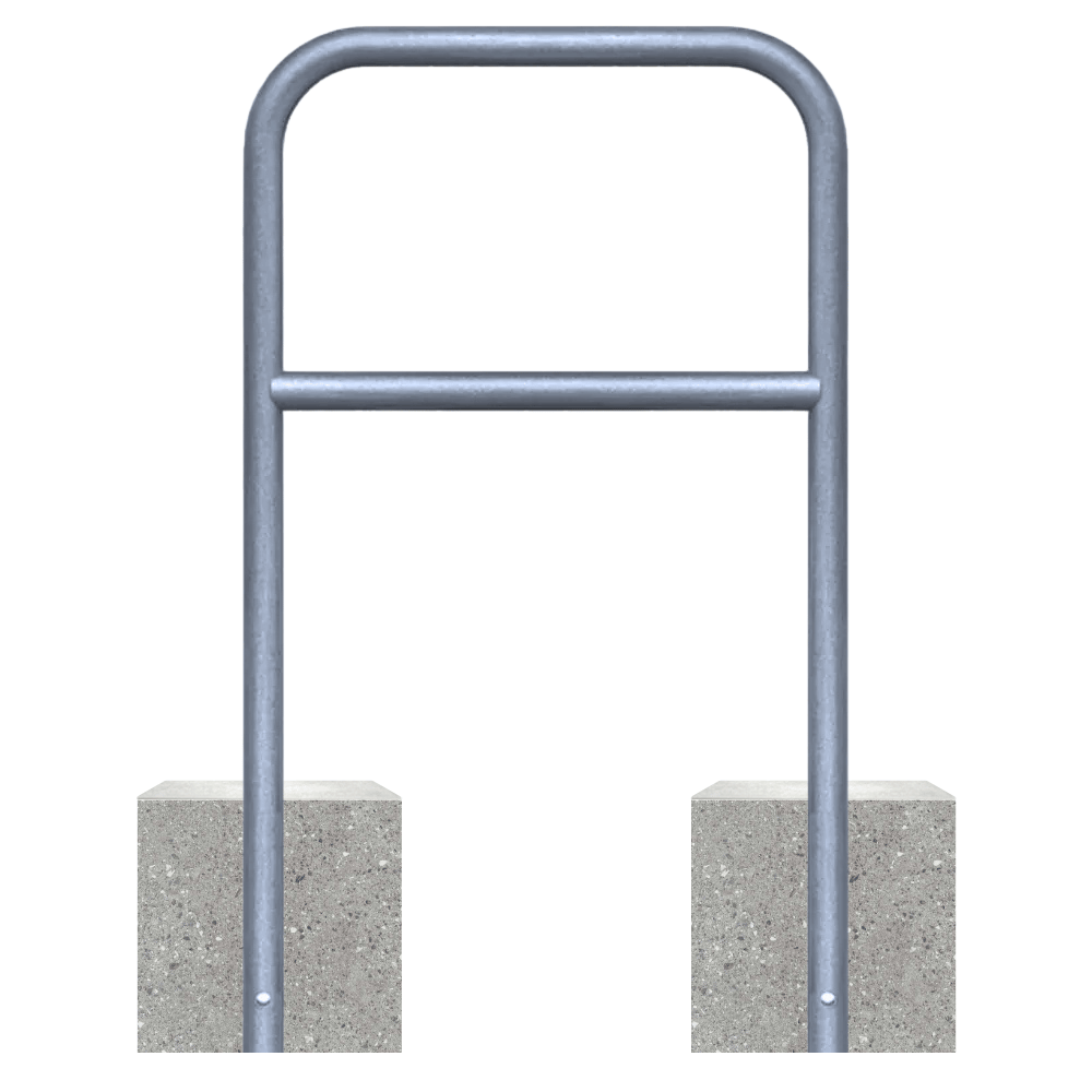 Fietsbeugel Ø48 mm met betonvoeten in verzinkt staal met tussenbuis