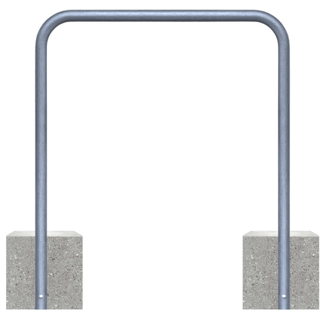 Verzinkt stalen fietsbeugel Ø48 mm, 1000x1200 mm, met twee betonnen voeten.