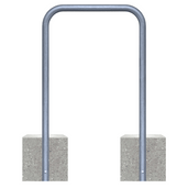 Verzinkt stalen fietsbeugel Ø48 mm, 700x1200 mm, met twee betonvoeten, zonder tussenbuis.